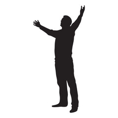 silhouette of a standing man spreading arms representing freedom belief faith and spirituality perfect for religion motivation and human expression themed vector designs