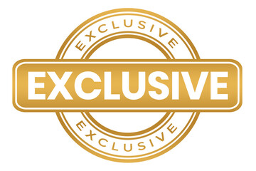 golden exclusive round stamp vector illustration element png file transparent background