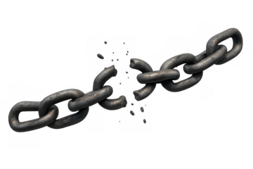 Broken chain symbolizing breaking free, independence, strength, freedom, emancipation, liberty, and escape