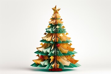 Obraz premium Decorated Christmas tree christmas white background christmas tree.