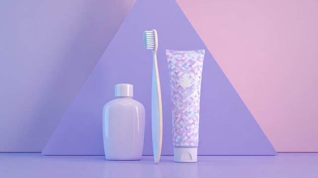 Pastel bathroom essentials with toothbrush and toothpaste for modern design aesthetic,National Brush Day