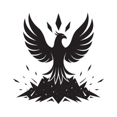Obraz premium Phoenix Rising Into Light Silhouette Vector Illustration