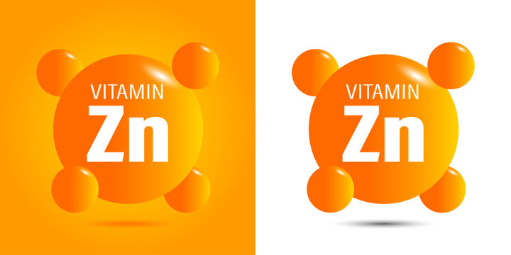 Colorful icons showing vitamin zinc on orange and white.