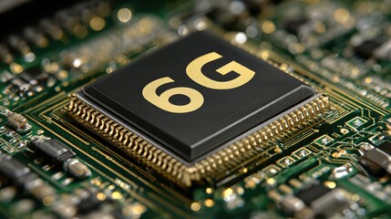 Next Generation Technology Showcased on a Computer Chip With 6G Branding Visible