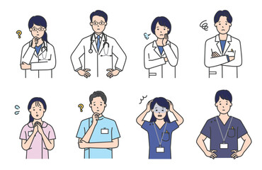 医療従事者のシンプルイラスト素材セット