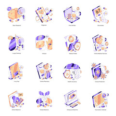Fototapeta premium Set of Medical Isometric Illustrations 