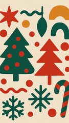 Festive geometric holiday patterns mobile wallpaper