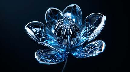 Flor metálica luminosa en oscuridad