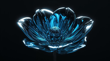 Flor metálica luminosa en oscuridad