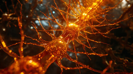 Red neuronal de ámbar y cobre orgánico