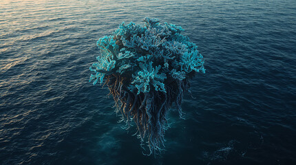 Isla flotante de coral bioluminiscente