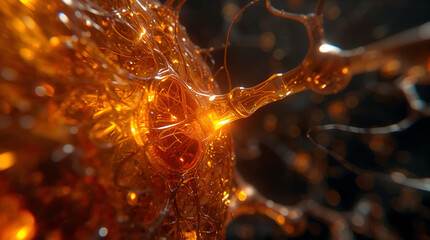 Red neuronal de ámbar y cobre orgánico