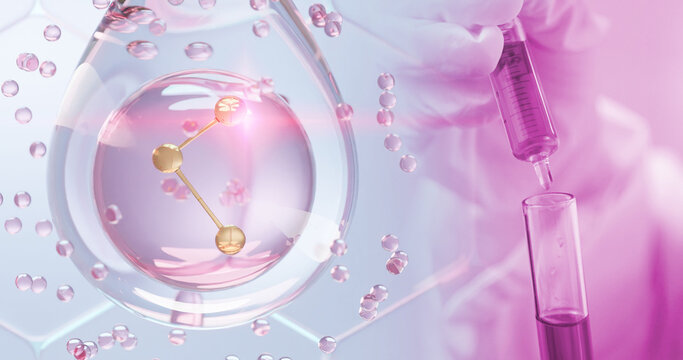 collagen serum, skin care cosmetics solution. 3d illustration