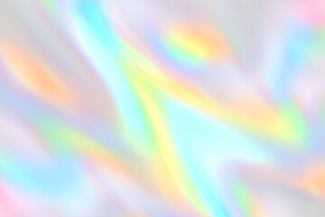 Abstract pastel iridescent holographic background with soft light effect isolated on transparent background