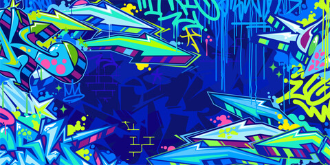 Colorful Abstract Urban Style Hiphop Graffiti Street Art Vector Illustration Background Template
