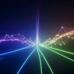 A Minimalist Futuristic Digitalflux Odyssey: Abstract Neon Lines and Glowing Energy Networks Engulfed in Smooth Gradients and Serene High-Tech Vibe