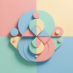 Elegant Modern Minimalism: Abstract Geometry and Pastel Hues in a Balanced, Upscale, Serene Manifestation of Contemporary Design Concepts for Refined Lifestyle