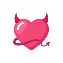 Pink Devil Heart with Horns and Tail.
