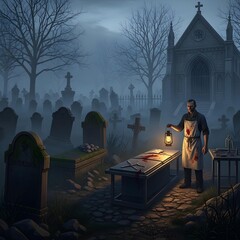 Twilight Shadows: A Haunting Mortuary Tale of Crumbling Tombstones, Eerie Fog, and Bloodstained Whispers in a Realm of Gruesome Doom