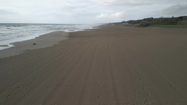 drone, vista su litorale di Eboli, Campania Italia