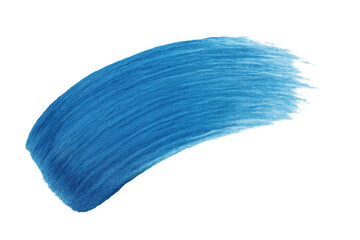 Blue paint brush stroke creating an abstract texture element, artistic watercolor mark on transparent background