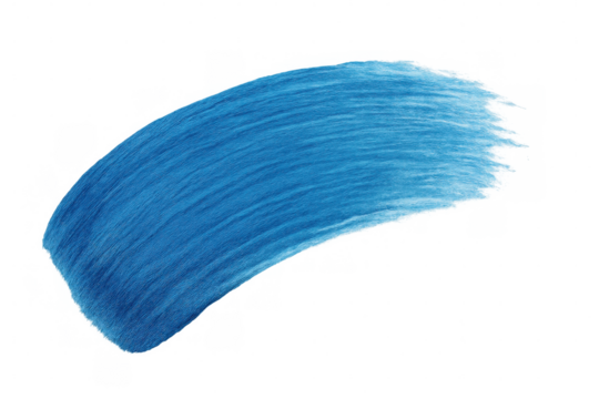Blue paint brush stroke creating an abstract texture element, artistic watercolor mark on transparent background