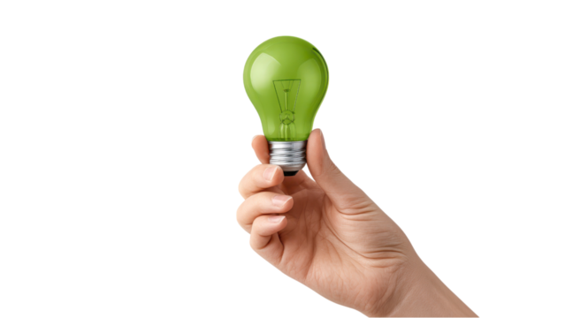 Green Energy Light Bulb in Hand: Eco-Friendly Concept - Powered by Adobe