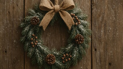 Rustic wreath with pinecones decor desktop wallpaper