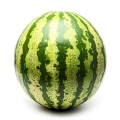 The watermelon is a large, round fruit with striped green skin, looking fresh and tempting.