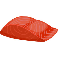 Raw Salmon Fillet With Pink Flesh And Red Skin Texture Isolated On Transparent Background