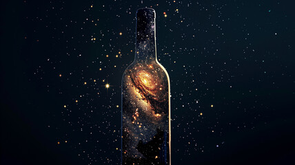 Botella con galaxia en su interior