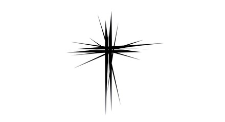 Abstract Cross - Sharp, Minimalist Design in Black and White.