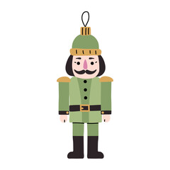 Colorful wooden nutcracker ornament on display for holiday decorations in a cozy home setting