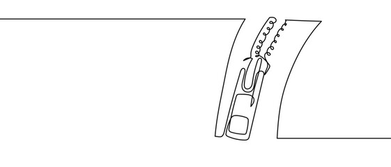 One continuous line design of fashion zipper simple linear style Editable stroke. Doodle vector illustration