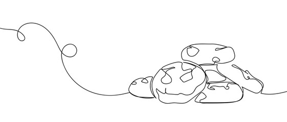 One continuous line design of a stack of chocolate chip cookies. simple linear style Editable stroke. Doodle vector illustration