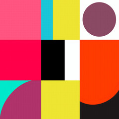 Bauhaus style pattern ,wallpaper ,minimal shapes muted colours 