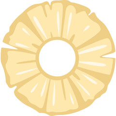 A Close Up Top Down View Of A Dehydrated Pineapple Ring Slice Isolated On A Transparent Background In Natural Sunlight