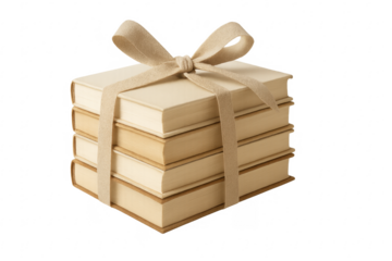 Stacked books tied with ribbon as gift