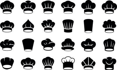 Collection of Chef Hats Vector Illustration Set Kitchen Symbol Uniform
