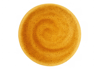 Korean dalgona candy with honeycomb texture. Transparent background with no sugar dusting. Ppopgi biscuit dessert