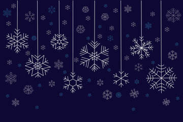 Christmas decoration with snowflakes on blue background. vector illustration for greeting christmas and New Year card