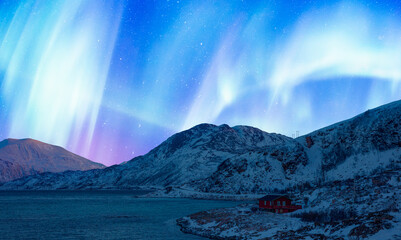 Northern lights or Aurora borealis in the sky - Tromso, Norway