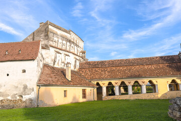 Prejmer Fortified Church, a UNESCO World Heritage site, displaying its medieval Romanesque Lutheran architecture and defensive walls. UNESCO site of Romania in Transylvania