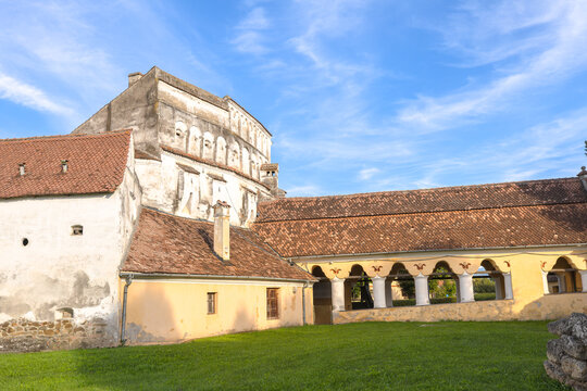 Prejmer Fortified Church, a UNESCO World Heritage site, displaying its medieval Romanesque Lutheran architecture and defensive walls. UNESCO site of Romania in Transylvania