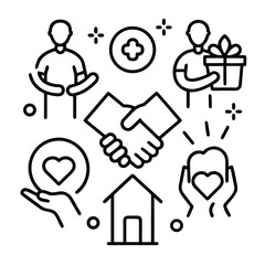 A collection of grayscale line art icons in eps format