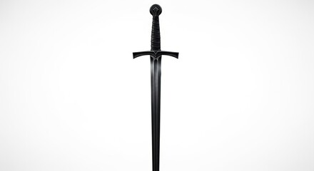 Elegant Black Sword Isolated on White Background.