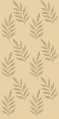 Beige background with leaves in a minimalist style. Elegant floral pattern on a beige background, suitable for wallpaper, packaging, and design