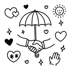 A detailed black and white vector doodle art illustration design