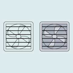Industrial exhaust fan. Air circulation. Industrial theme. Vector illustration.