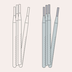 Welding rod. Welding equipment. Professional work. Vector illustration.